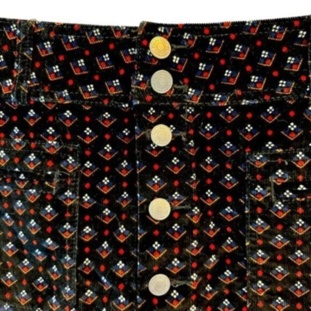 NWT Free People | Women's Black & Red Print Corduroy Mini Skirt Size 31